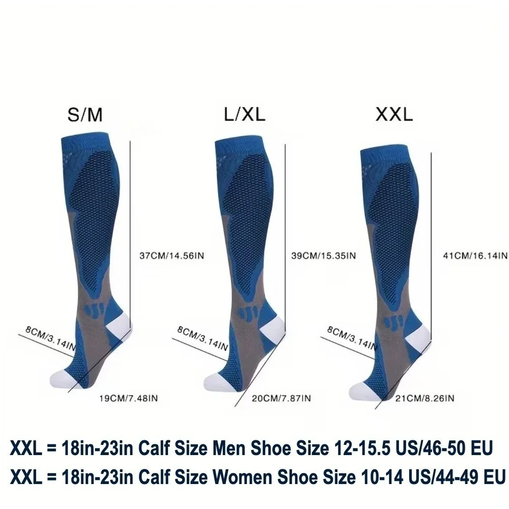 Unisex 20-30 mmHg Compression Socks XXL Knee High Medical Blue 1‎ Pair NEW